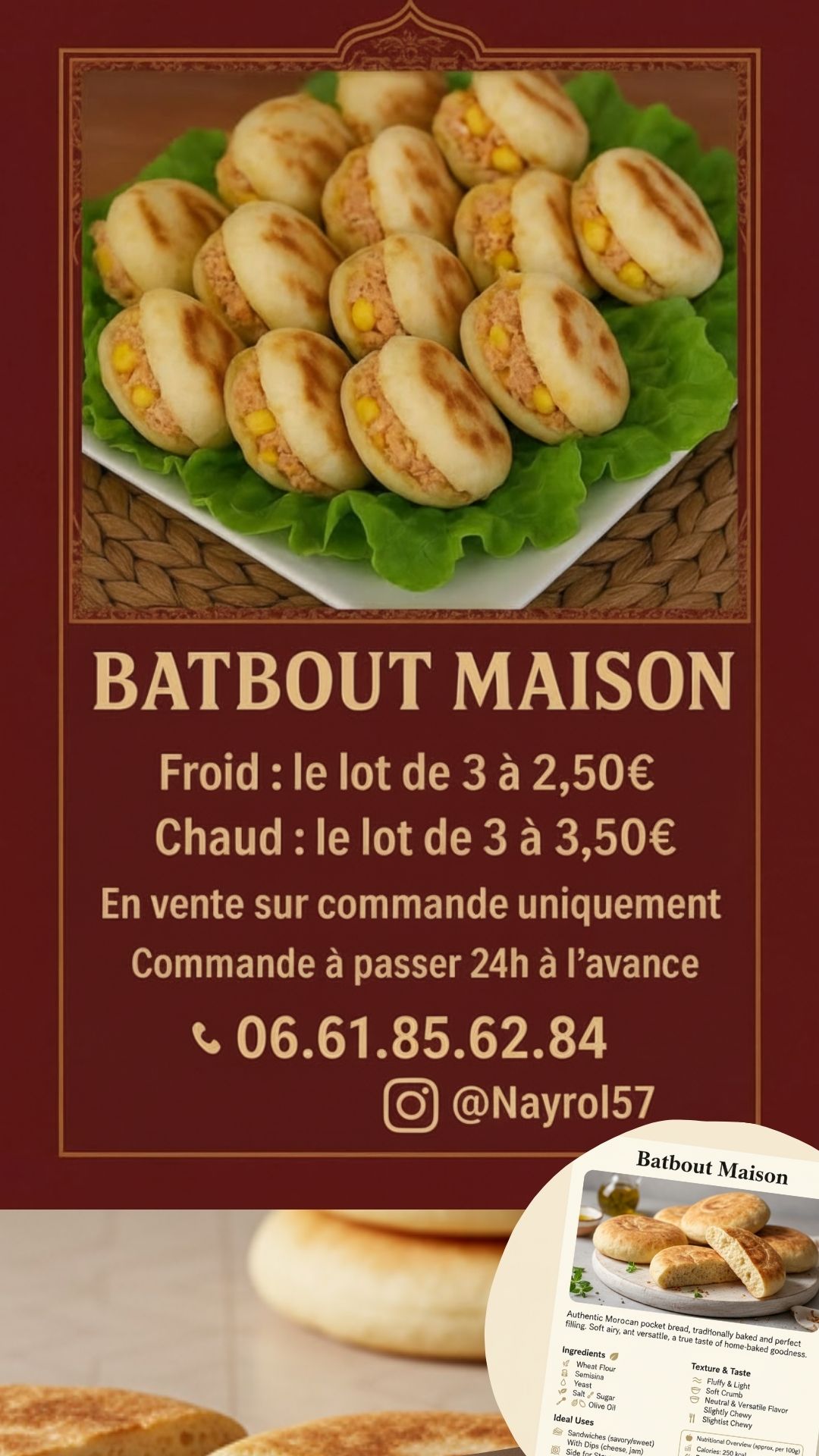 Batbouts maison sur salade verte